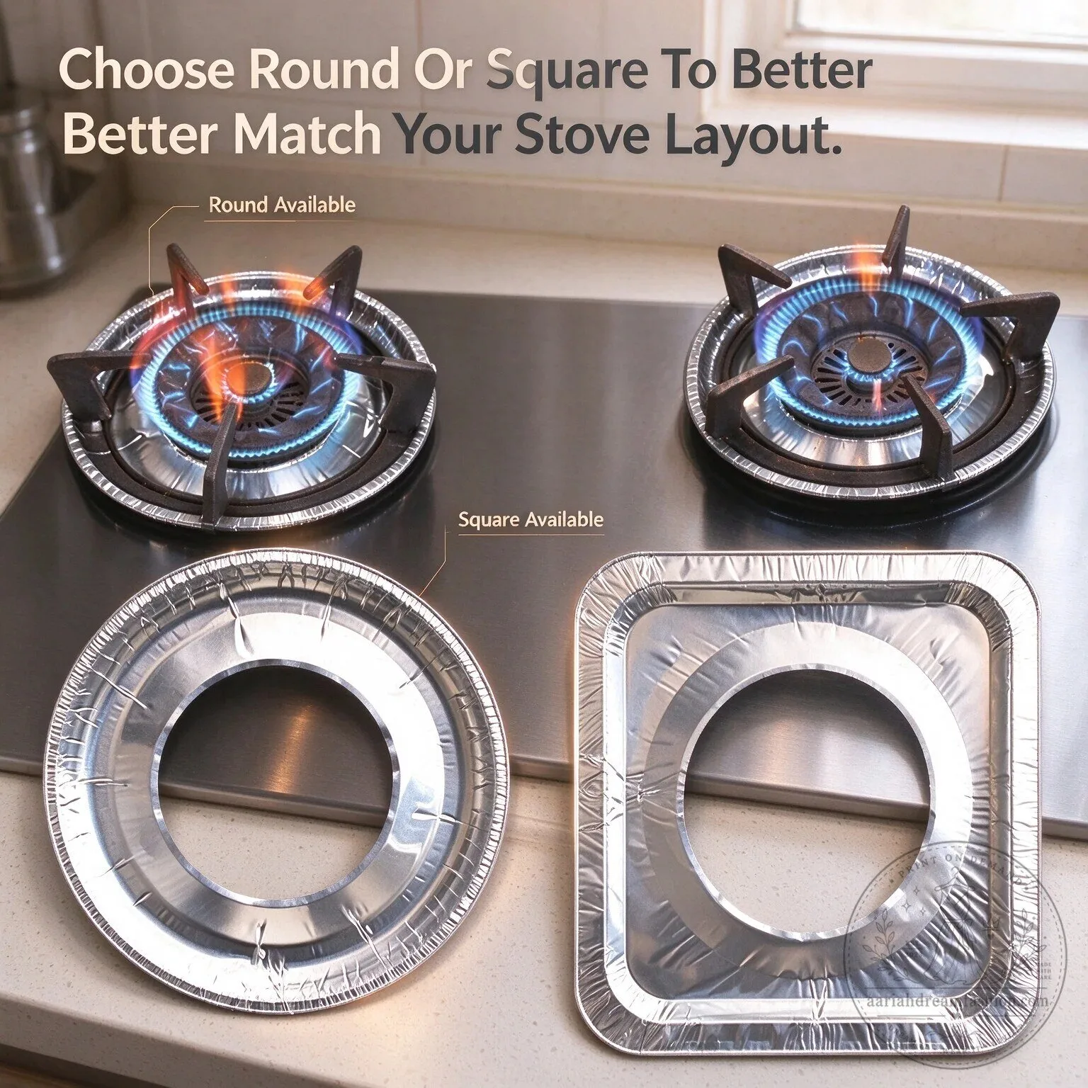 Disposable Aluminum Foil Stove Burner Covers for Gas Ranges, Easy Cleanup 2 Disposable Aluminum Foil Stove Burner Covers for Gas Ranges, Easy Cleanup