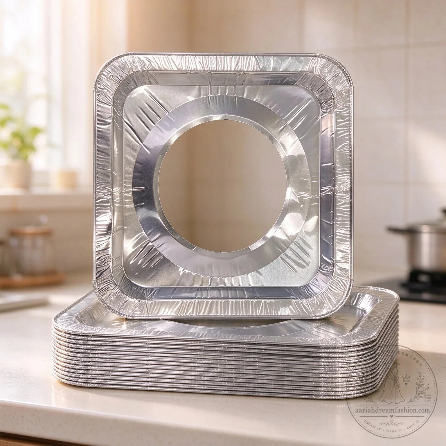 Disposable Aluminum Foil Stove Burner Covers for Gas Ranges, Easy Cleanup 16 Disposable Aluminum Foil Stove Burner Covers for Gas Ranges, Easy Cleanup