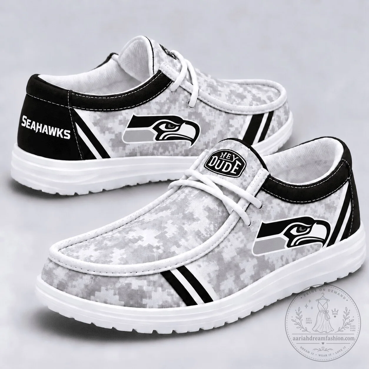 Seattle Seahawks Digital Camouflage Pattern Hey Dude Style Shoes 6 Seattle Seahawks Digital Camouflage Pattern Hey Dude Style Shoes