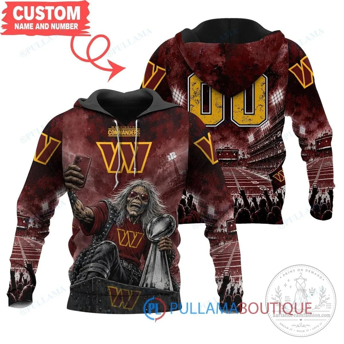 Washington Commanders Iron Maiden Eddie Football Team Hoodie 1 Washington Commanders Iron Maiden Eddie Football Team Hoodie