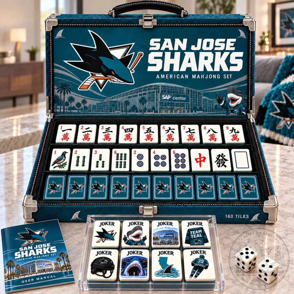 San Jose Sharks American Mahjong Game Set with 160 Tiles San Jose Sharks American Mahjong Game Set with 160 Tiles
