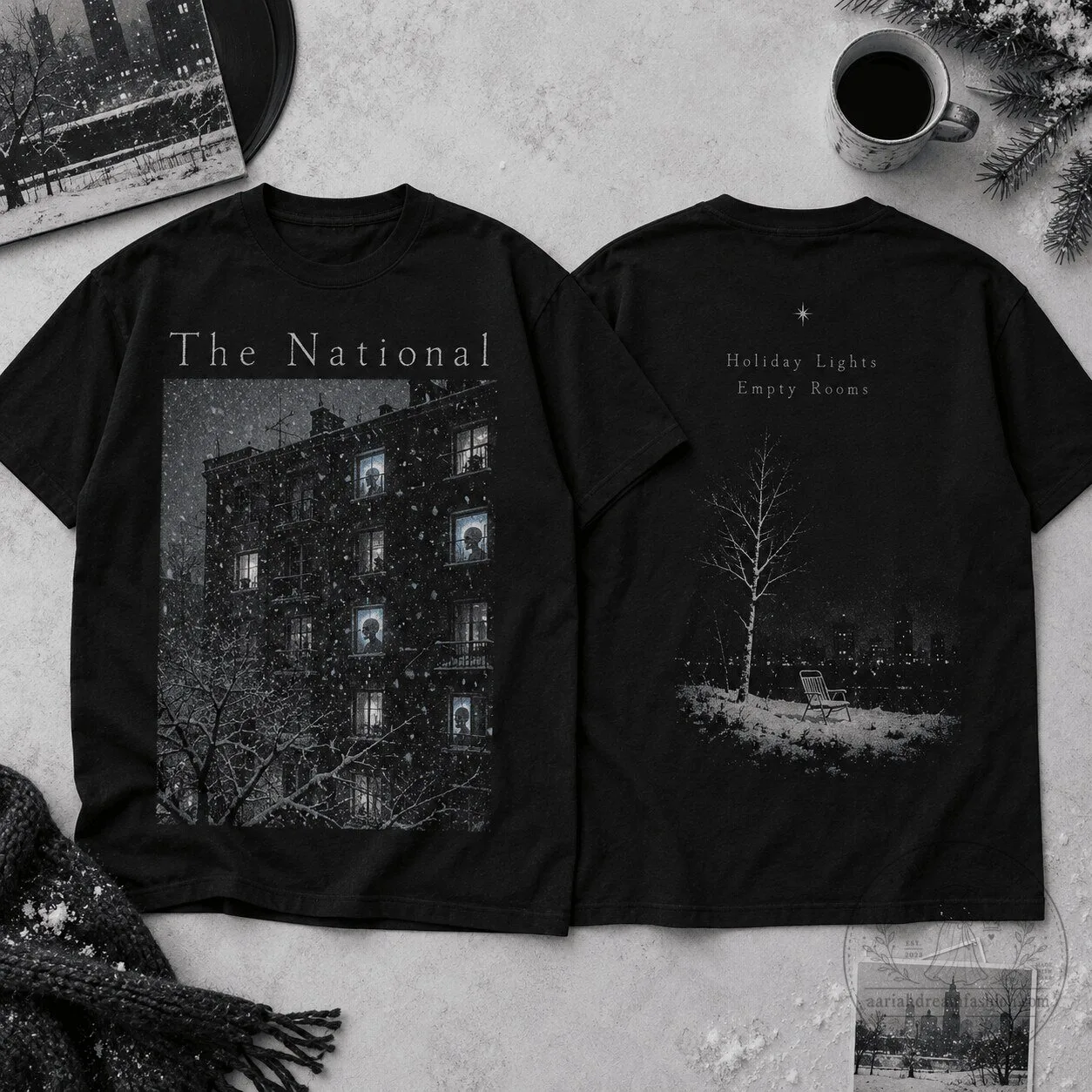 The National Holiday Lights Empty Rooms Indie Rock Band Album Art T-Shirt 2 The National Holiday Lights Empty Rooms Indie Rock Band Album Art T-Shirt