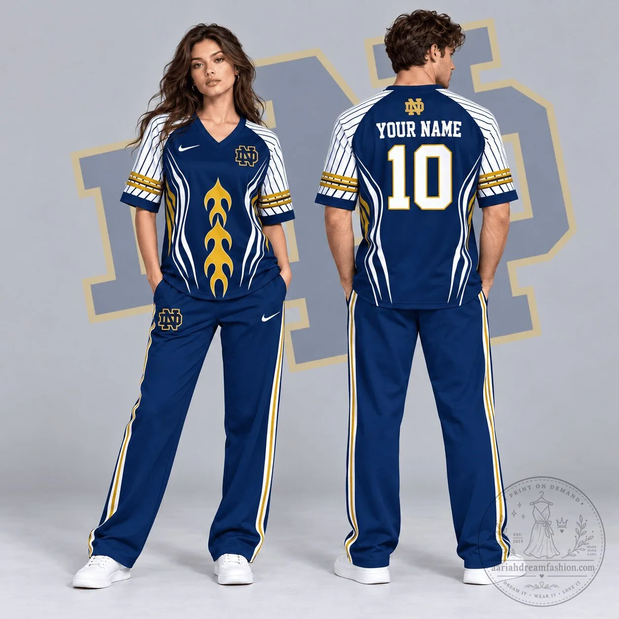 Notre Dame Fighting Irish Personalized Flame Stripe Premium NCAA Baseball Jersey