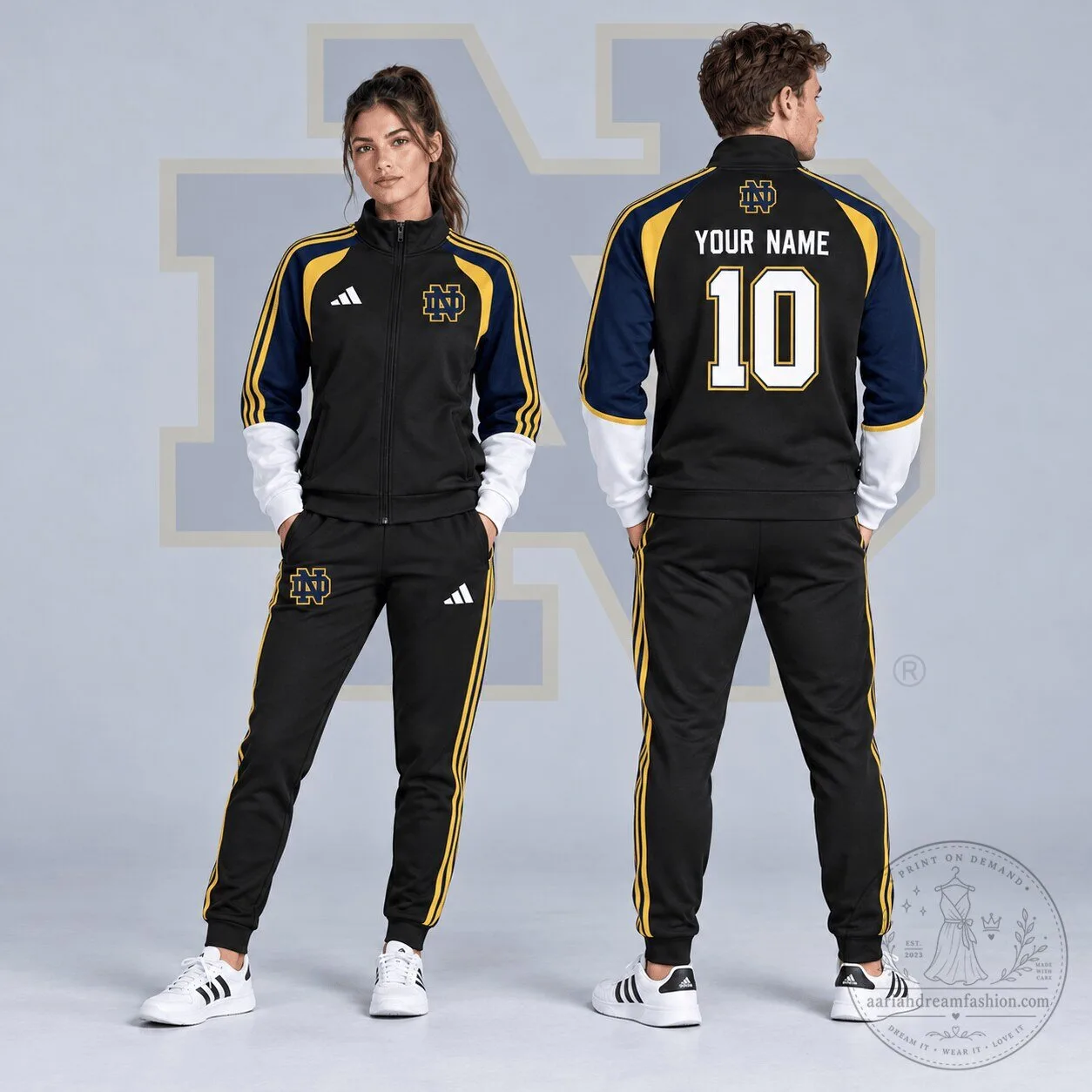 Notre Dame Fighting Irish Personalized Varsity Stripe Full-Zip Jacket
