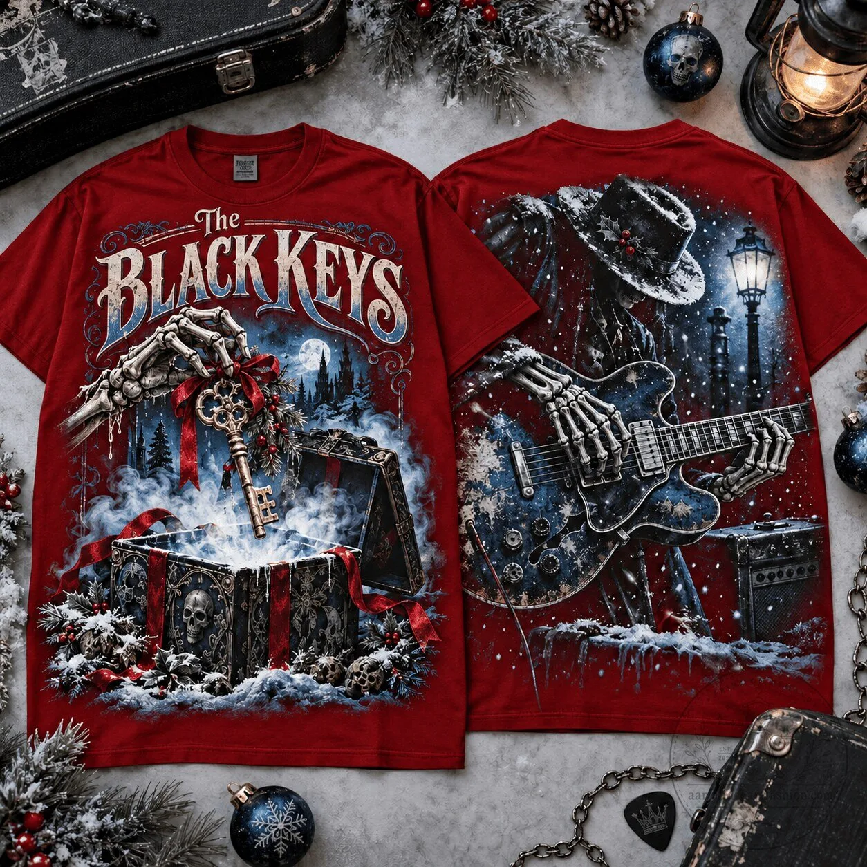 The Black Keys Haunted Christmas Blues Guitar T-Shirt
