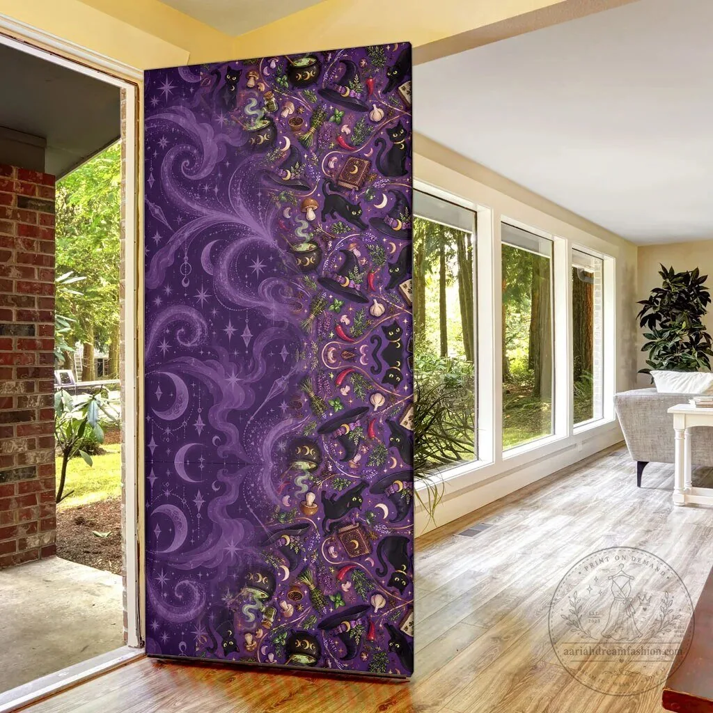 Mystical Wiccan Magic Herb Cauldron Black Cat Door Cover 10 Mystical Wiccan Magic Herb Cauldron Black Cat Door Cover