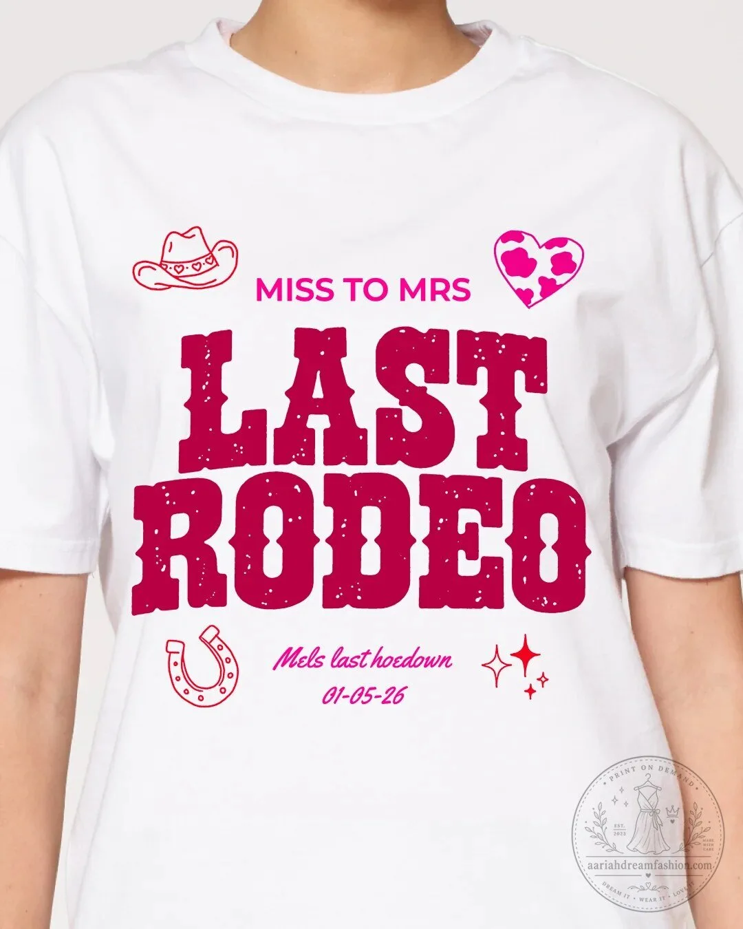 Miss To Mrs Last Rodeo Bachelorette Party Cowgirl Themed T-Shirt