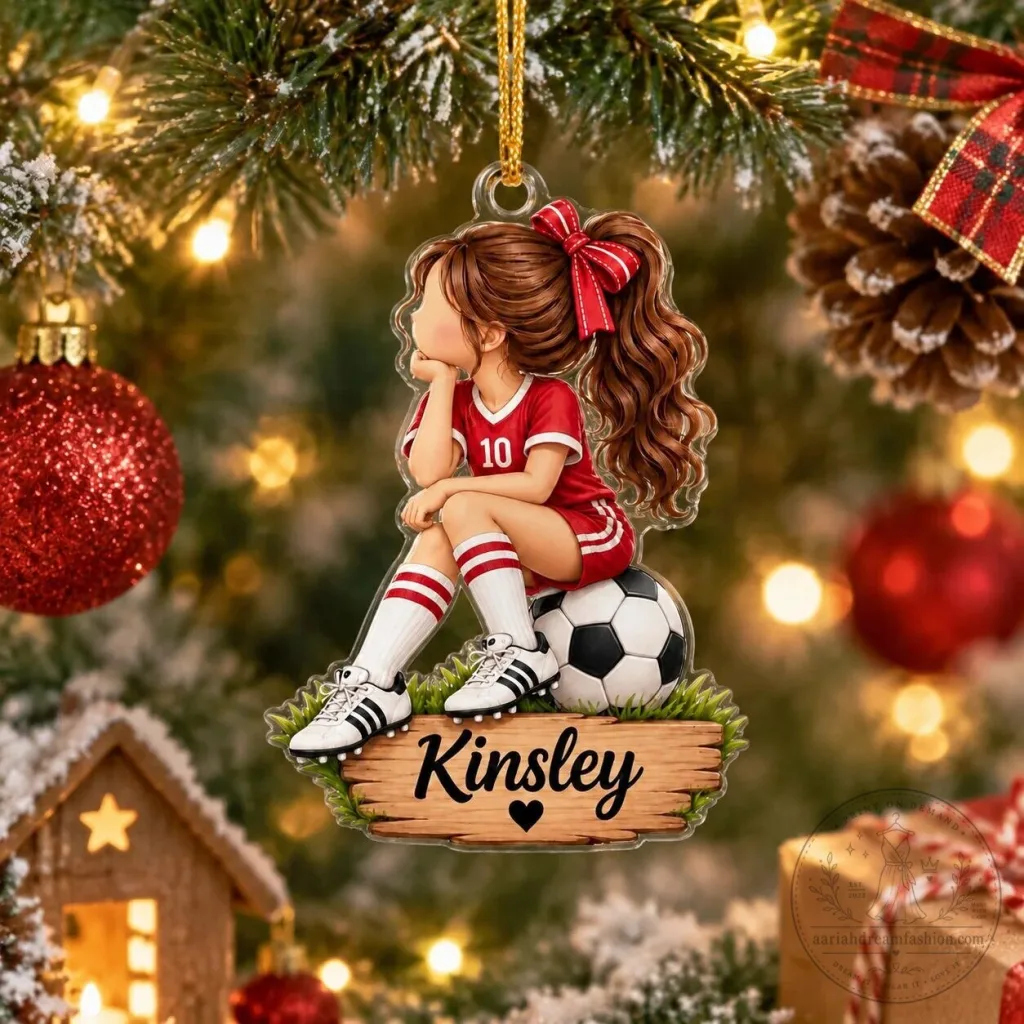 Personalized Soccer Girl Christmas Ornament, Custom Name Football Player Gift for Girls Personalized Soccer Girl Christmas Ornament, Custom Name Football Player Gift for Girls