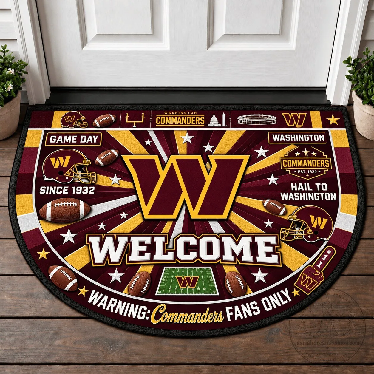 Washington Commanders Football Team Welcome Doormat for Home Entryway Decor