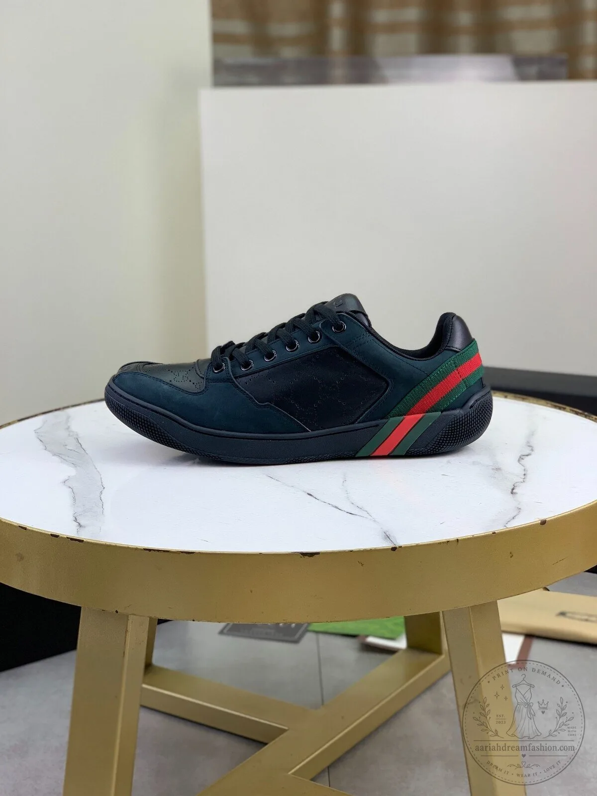 Gucci Black Leather Low Top Sneakers with Signature Web Stripe Detail 10 Gucci Black Leather Low Top Sneakers with Signature Web Stripe Detail