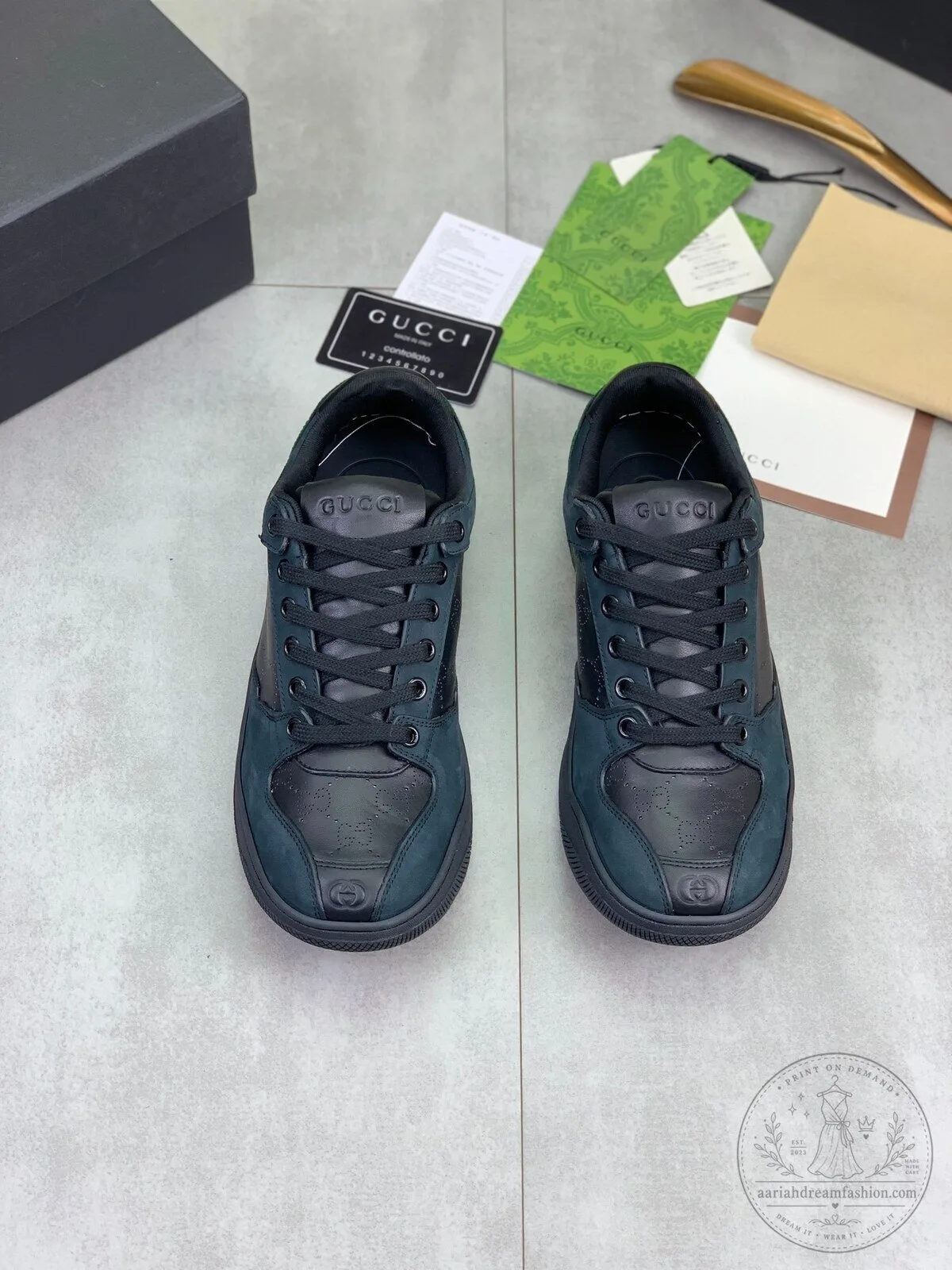 Gucci Black Leather Low Top Sneakers with Signature Web Stripe Detail 11 Gucci Black Leather Low Top Sneakers with Signature Web Stripe Detail