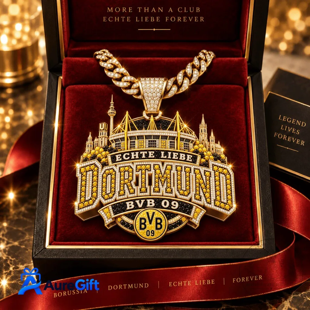 Borussia Dortmund Football Club Stadium Logo Diamond Plate Necklace Borussia Dortmund Football Club Stadium Logo Diamond Plate Necklace