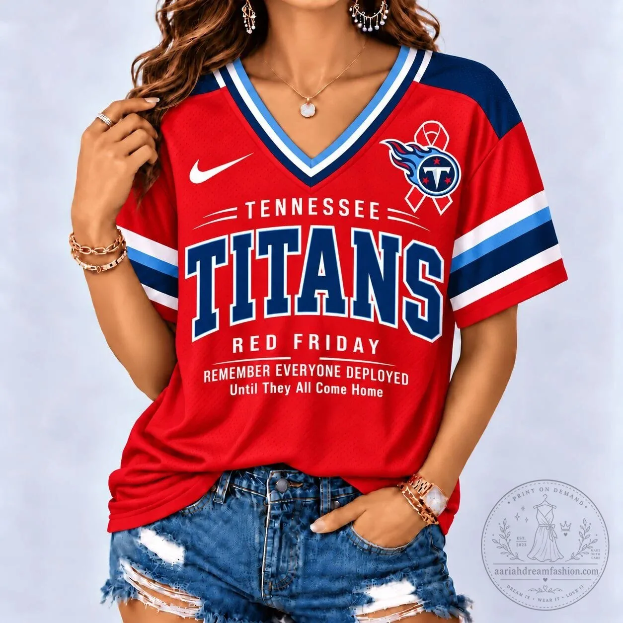 Tennessee Titans Red Friday Remember Everyone Deployed Until They All Come Home Jersey