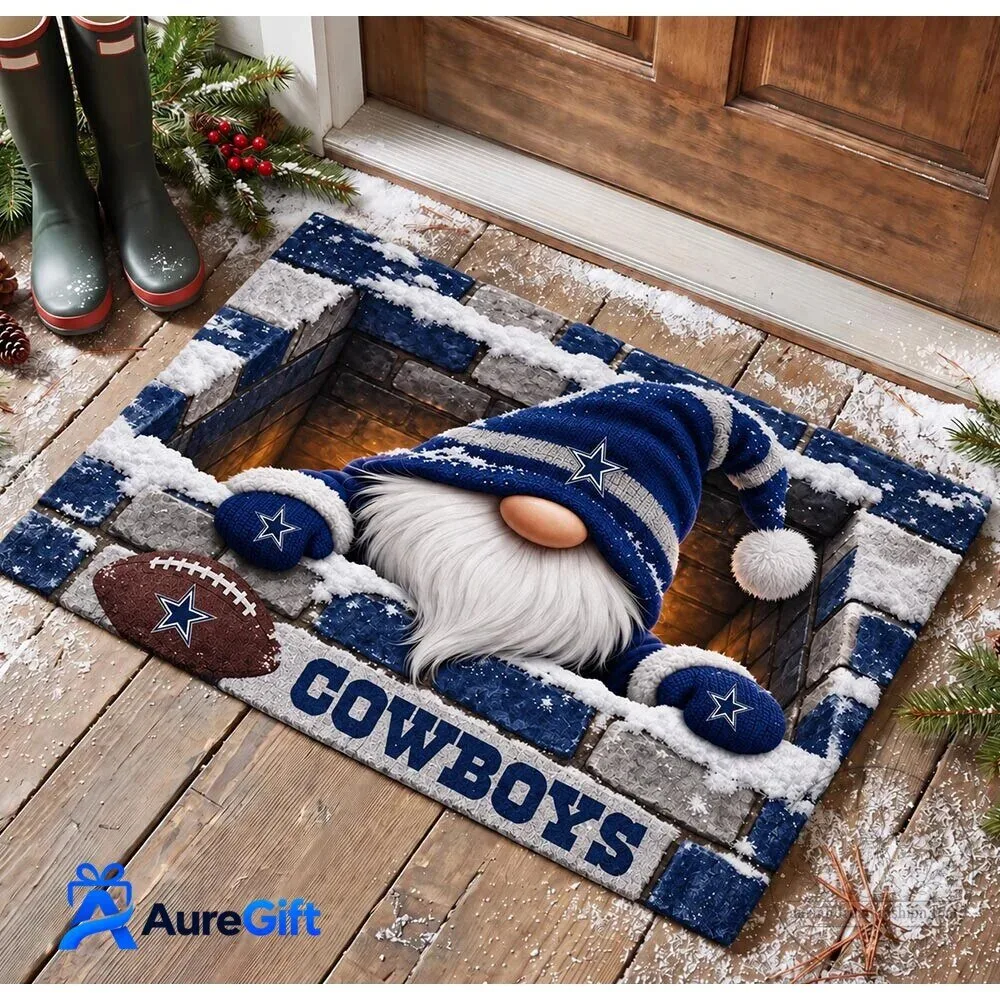 Dallas Cowboys Christmas Gnome Football Fan Holiday Doormat