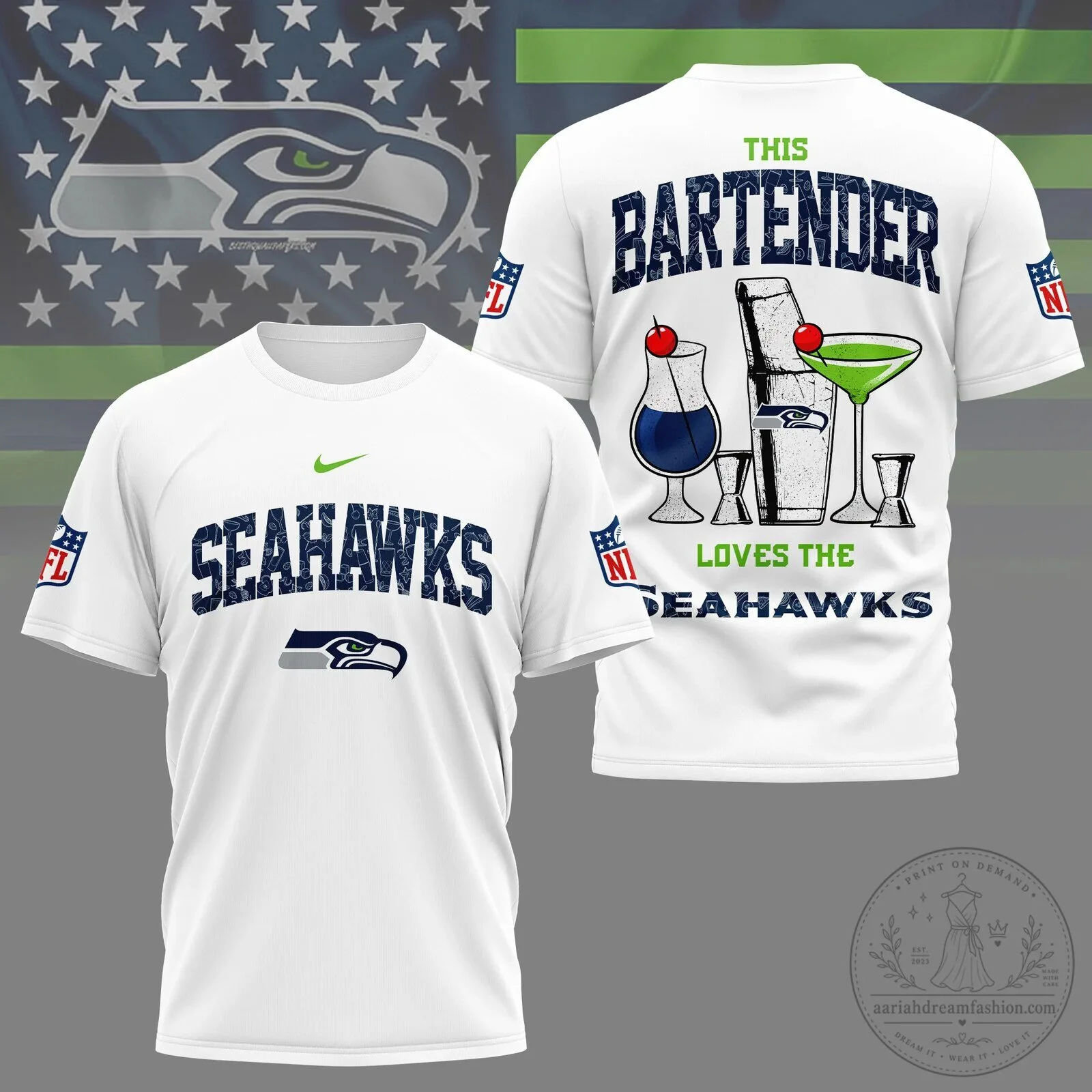 Seattle Seahawks NFL Fan Shirt Bartender Loves The Seahawks T-Shirt