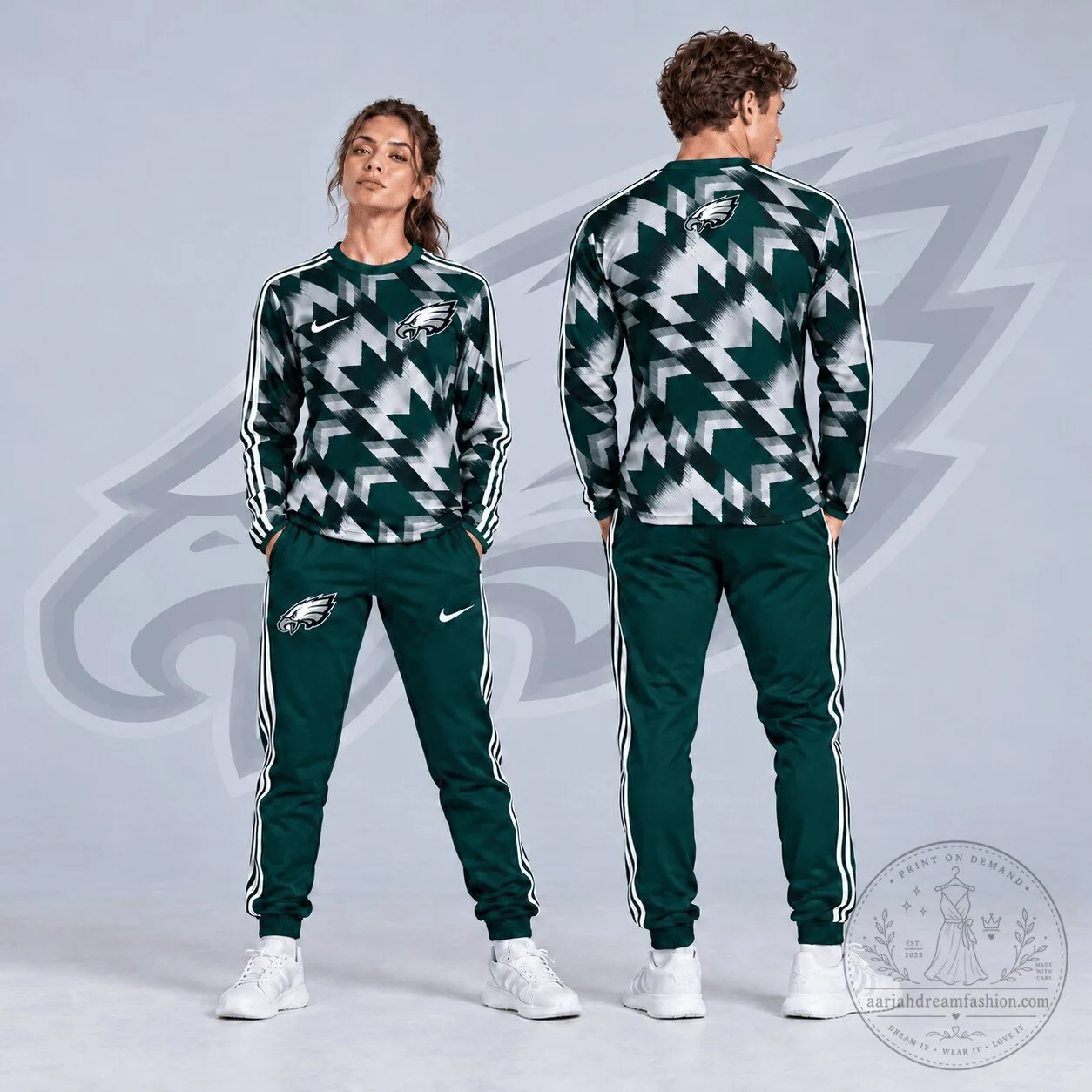 Philadelphia Eagles Abstract Zigzag Camo Pattern Long Sleeve Shirt