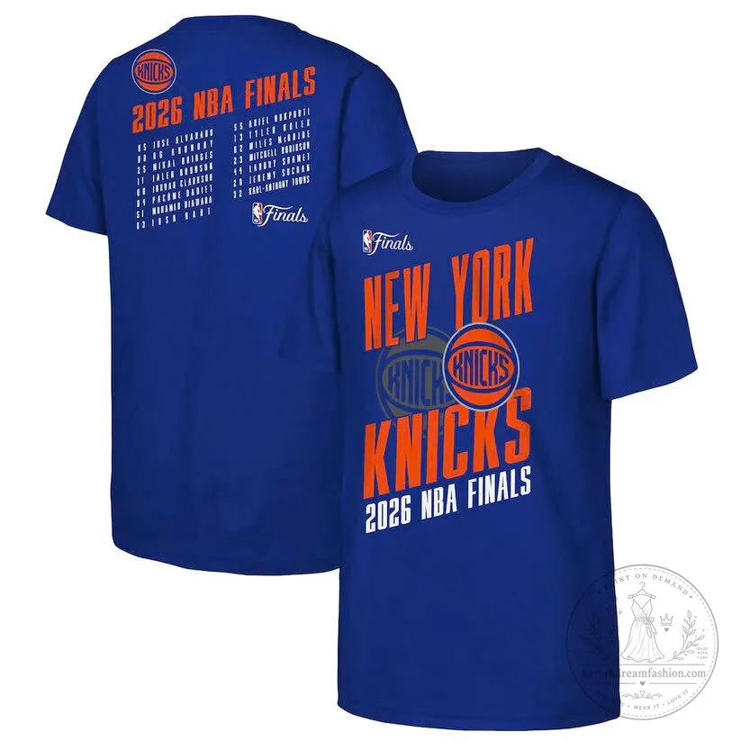 New York Knicks 2026 NBA Finals Blue T-Shirt 6 New York Knicks 2026 NBA Finals Blue T-Shirt
