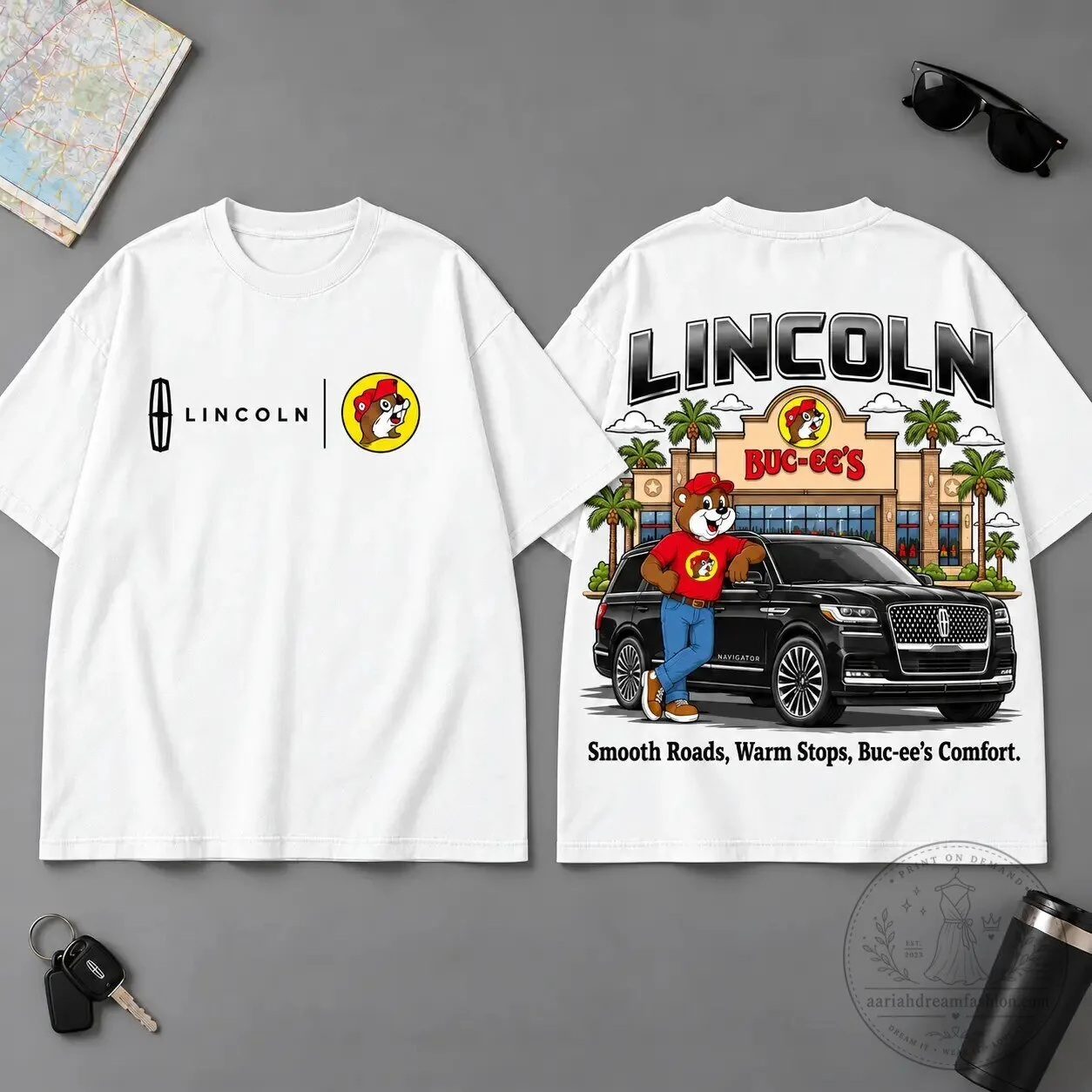 Buc-ee's Lincoln Navigator Road Trip Black Graphic T-Shirt 10 Buc-ee