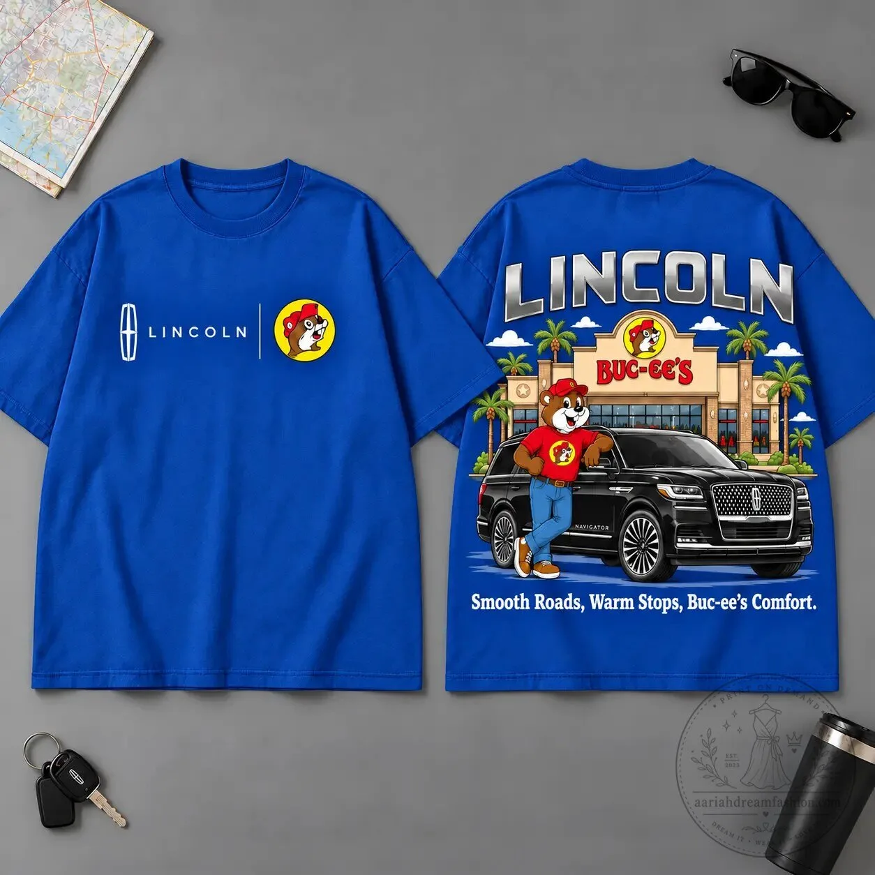 Buc-ee's Lincoln Navigator Road Trip Black Graphic T-Shirt 12 Buc-ee