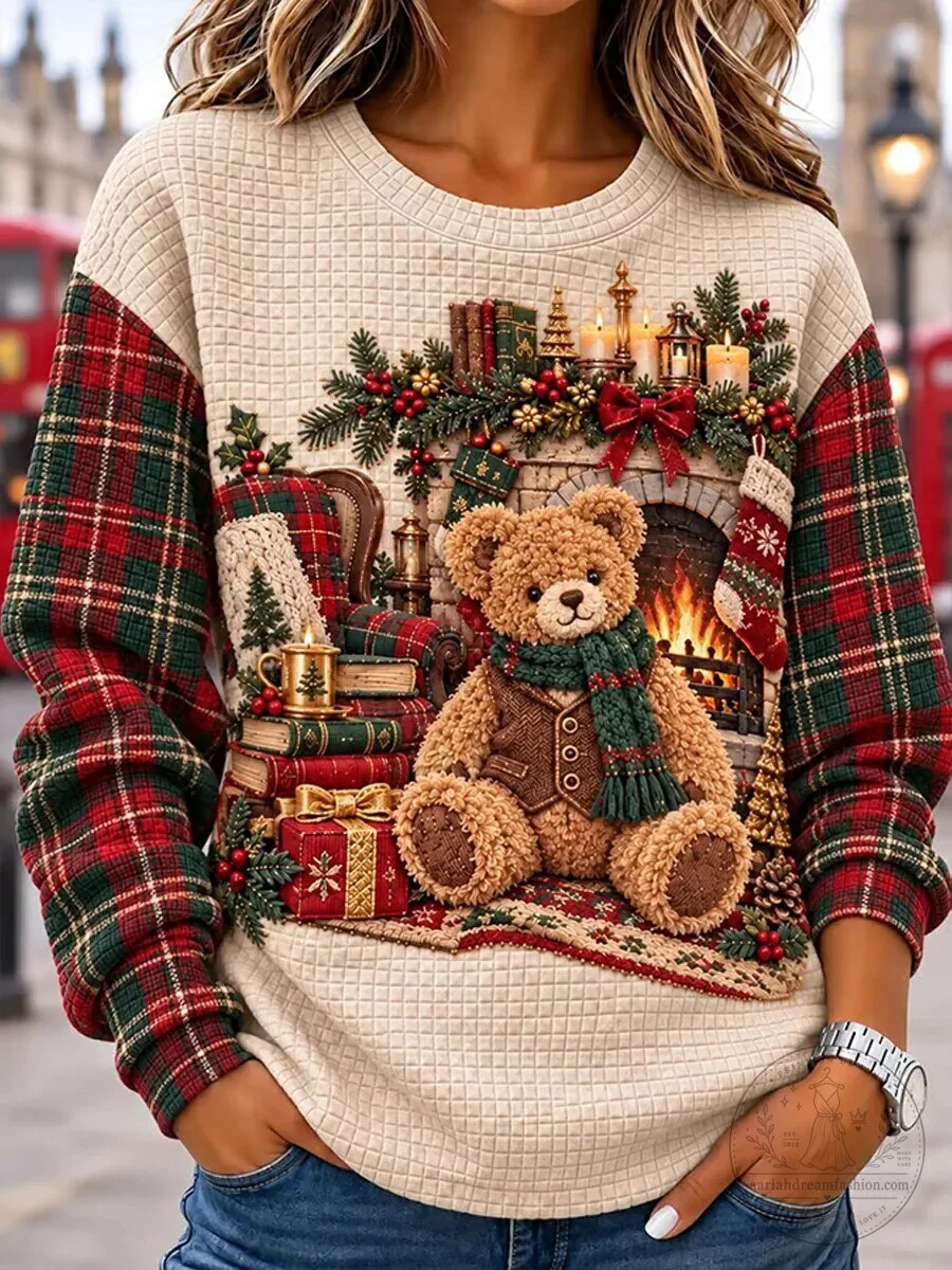 Christmas Teddy Bear Fireside Holiday Sweatshirt