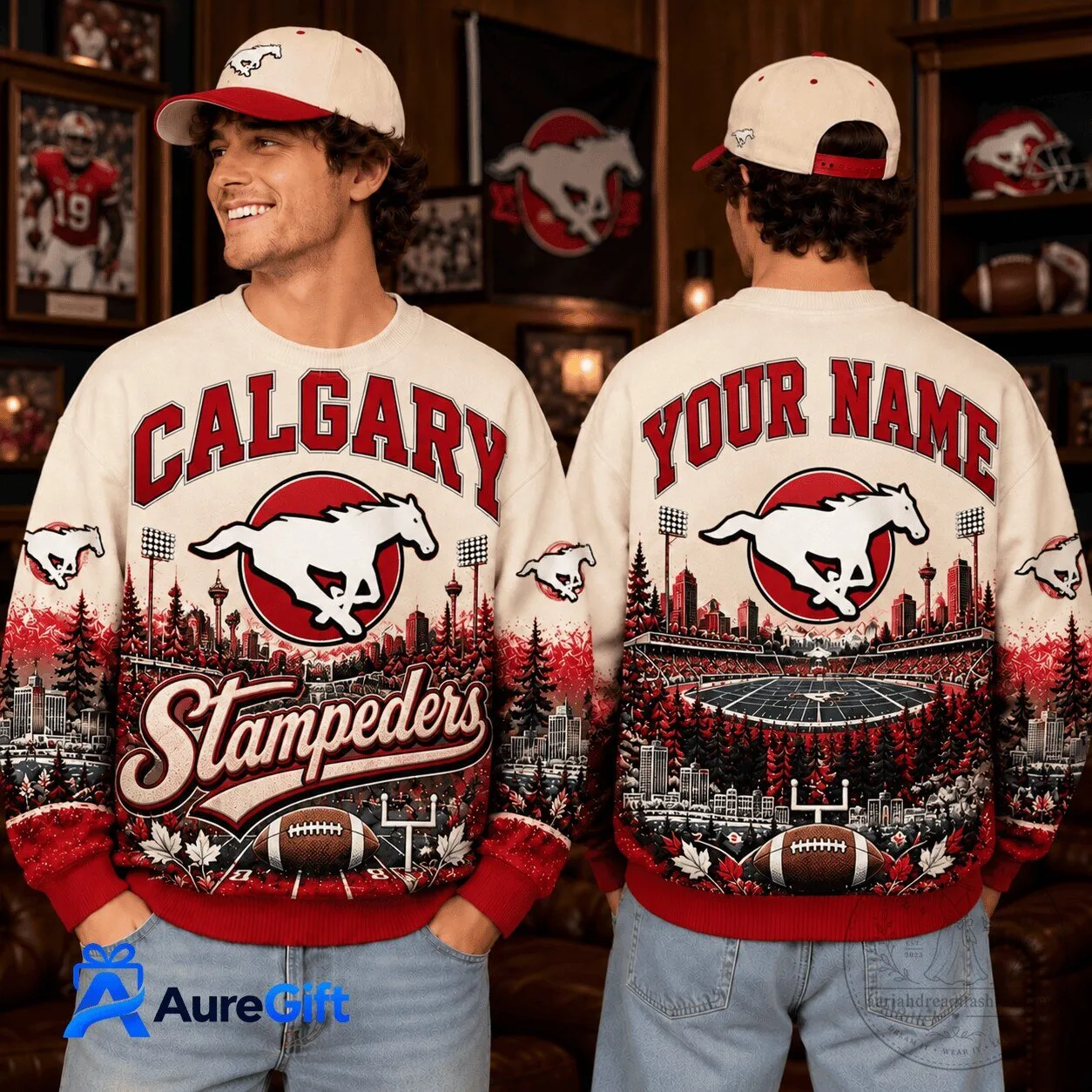 Calgary Stampeders Football Team Personalized Christmas Sweatshirt