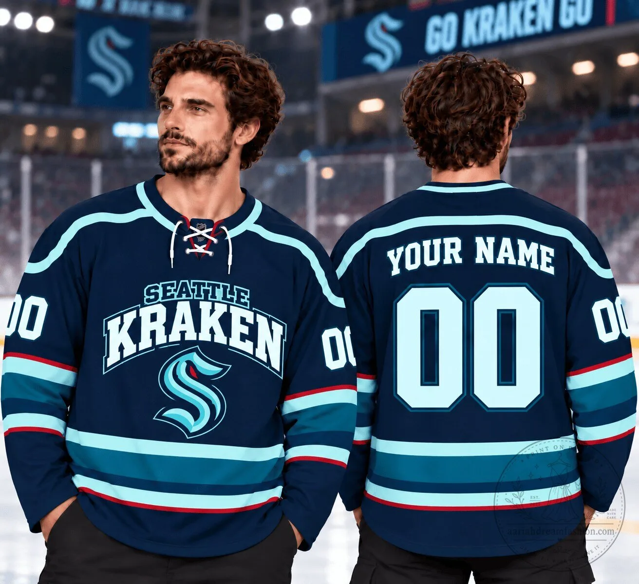 Seattle Kraken National Hockey League Personalized Navy Blue Hockey Jersey 3 Seattle Kraken National Hockey League Personalized Navy Blue Hockey Jersey