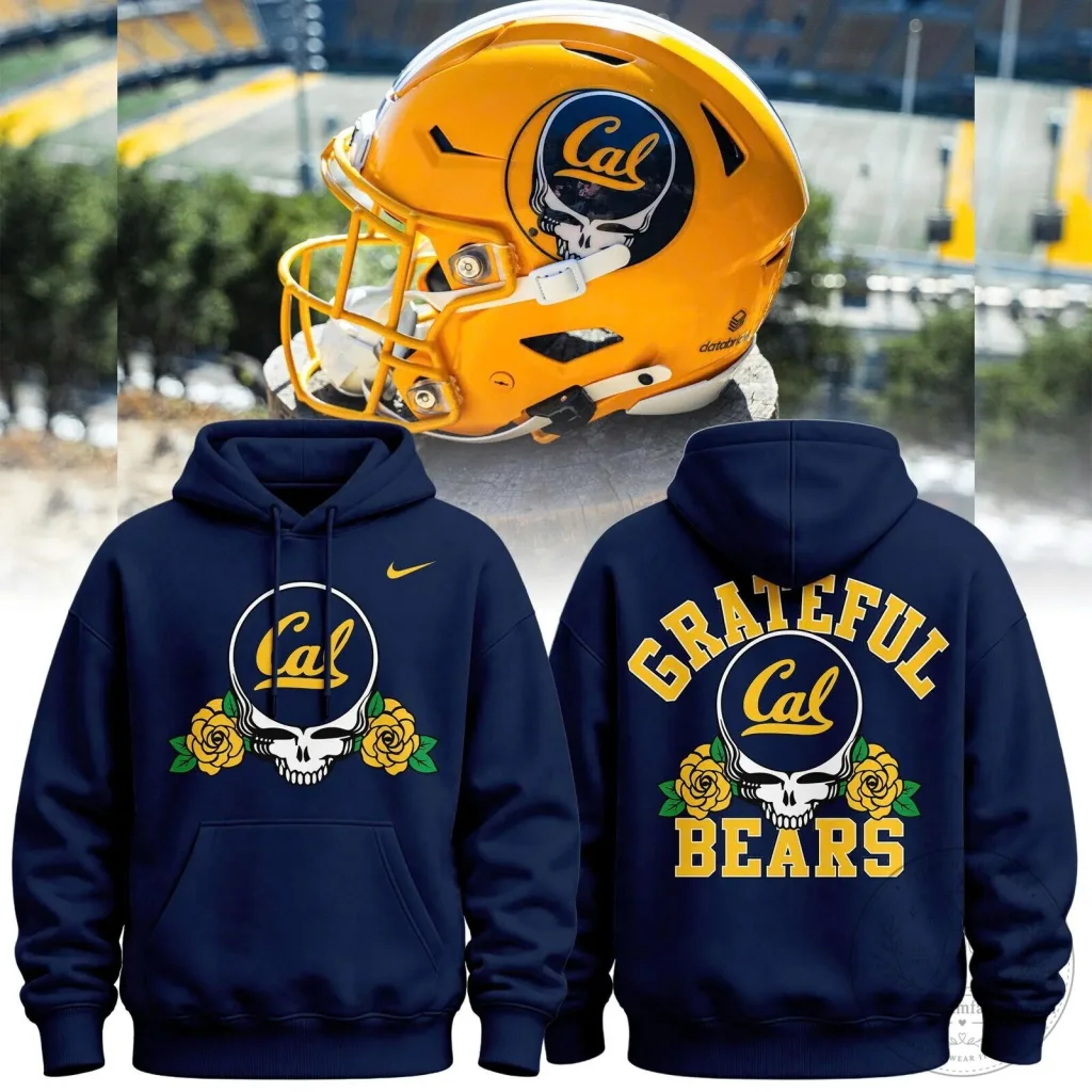 Navy Blue Hoodie Featuring Grateful Dead Bears for Cal Football Fans Navy Blue Hoodie Featuring Grateful Dead Bears for Cal Football Fans