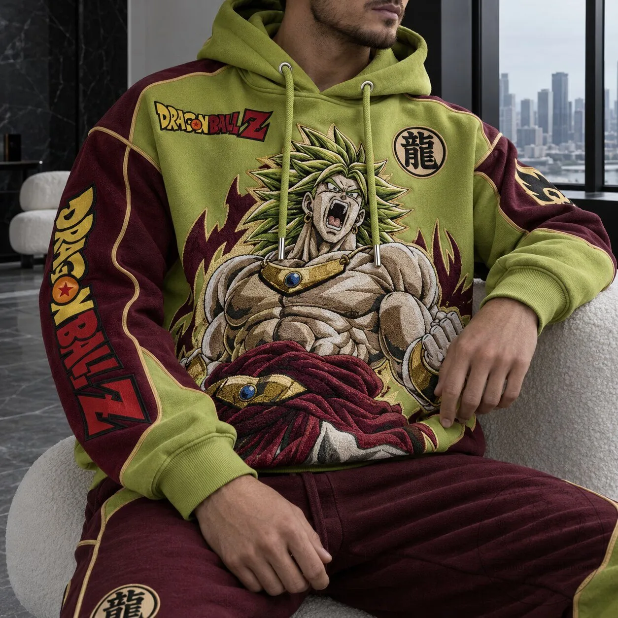 Legendary Fighter Hoodie featuring Broly from Dragon Ball Z in Super Saiyan form