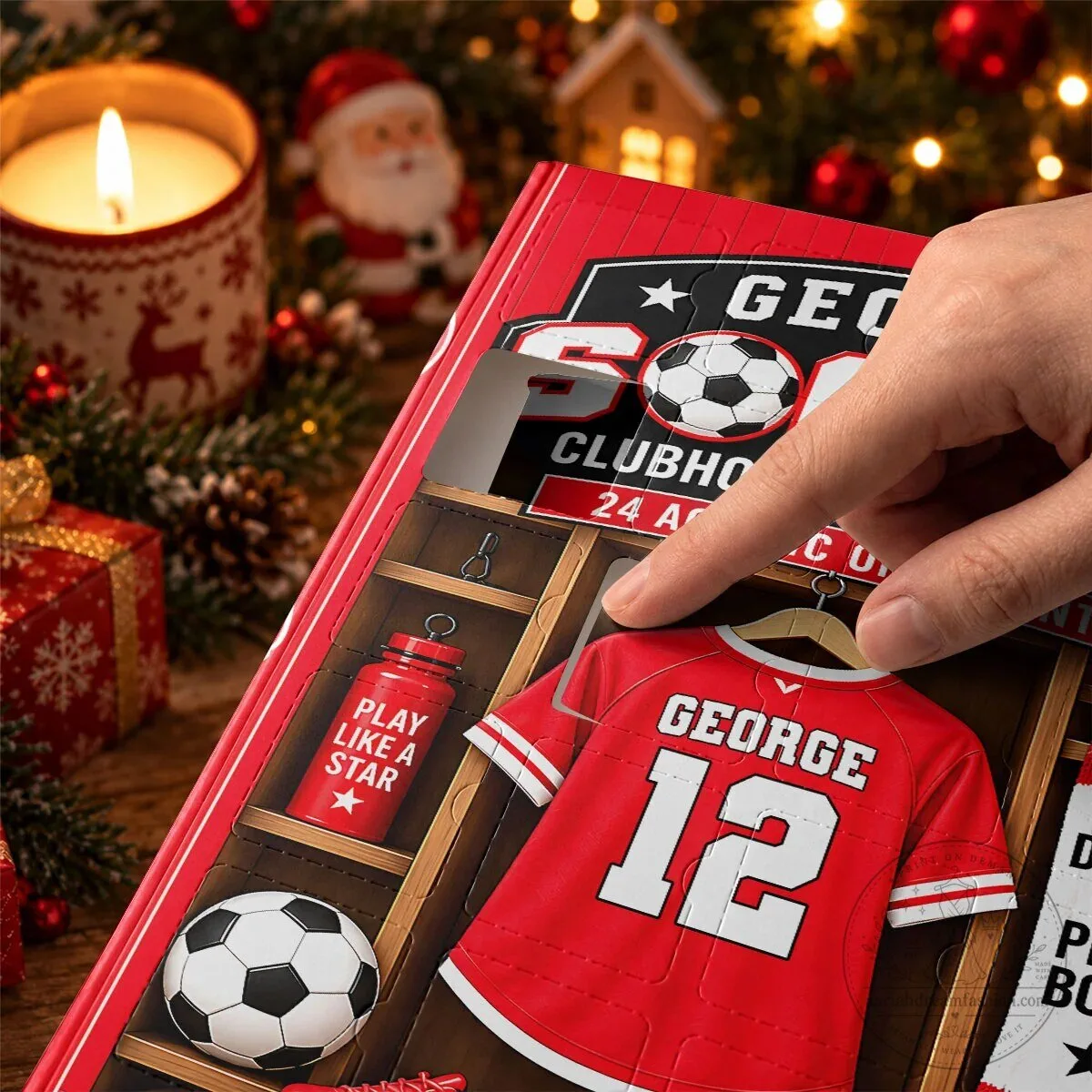 Personalized Soccer Christmas Countdown Advent Calendar with 24 Acrylic Ornaments 2D 12 Personalized Soccer Christmas Countdown Advent Calendar with 24 Acrylic Ornaments