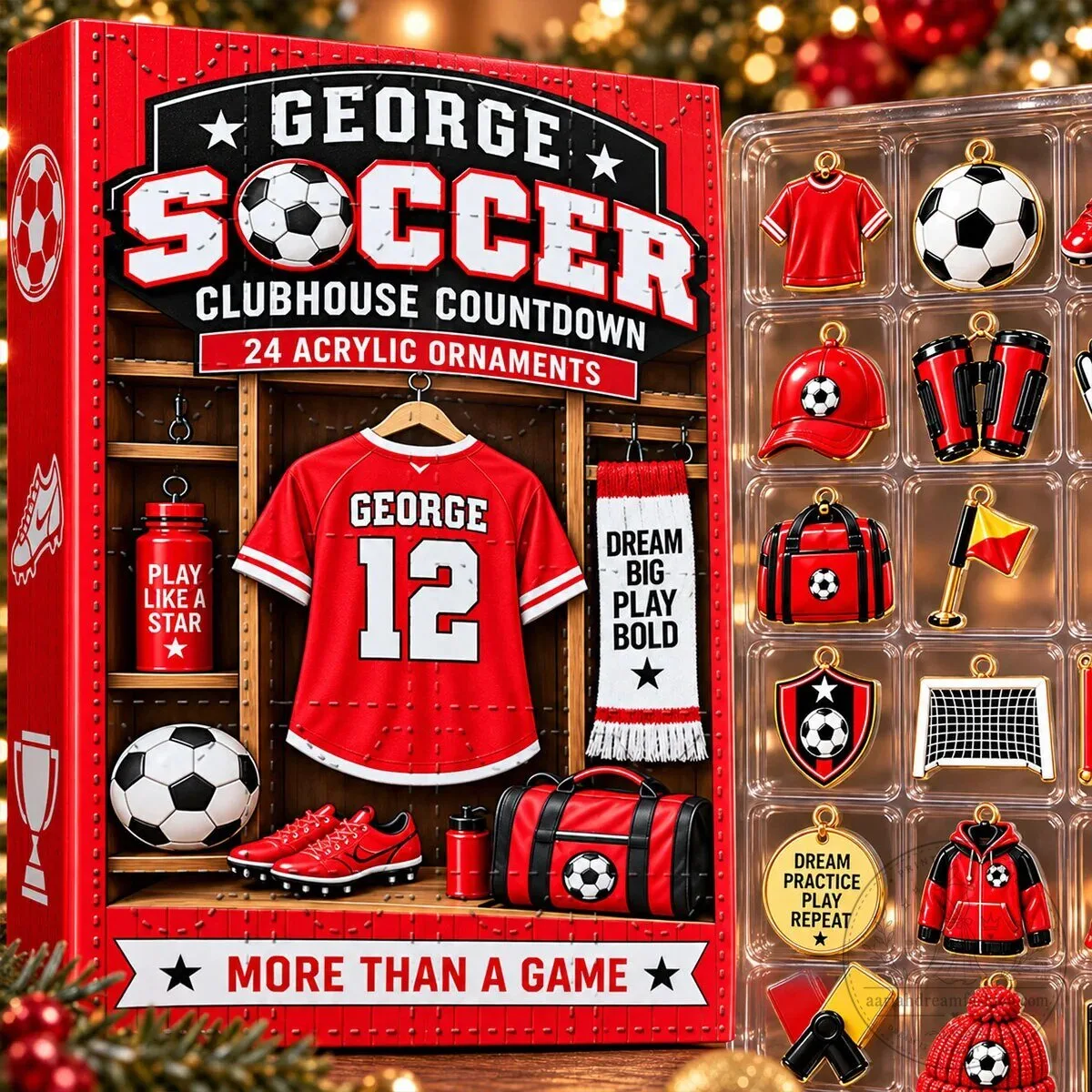 Personalized Soccer Christmas Countdown Advent Calendar with 24 Acrylic Ornaments 2D 13 Personalized Soccer Christmas Countdown Advent Calendar with 24 Acrylic Ornaments