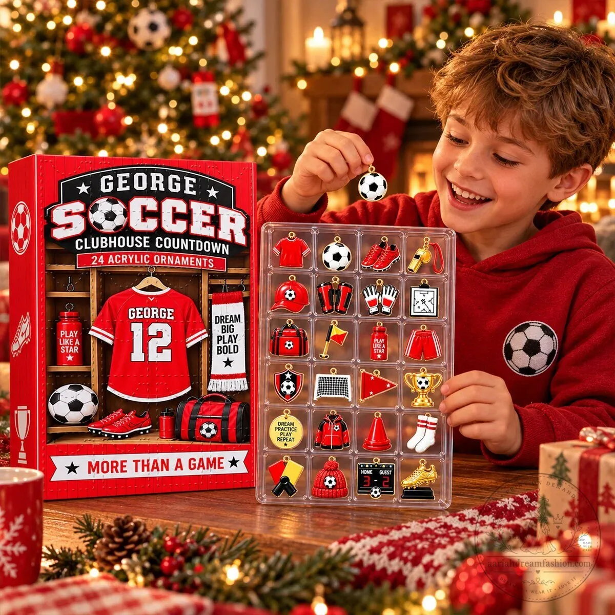 Personalized Soccer Christmas Countdown Advent Calendar with 24 Acrylic Ornaments 2D 14 Personalized Soccer Christmas Countdown Advent Calendar with 24 Acrylic Ornaments