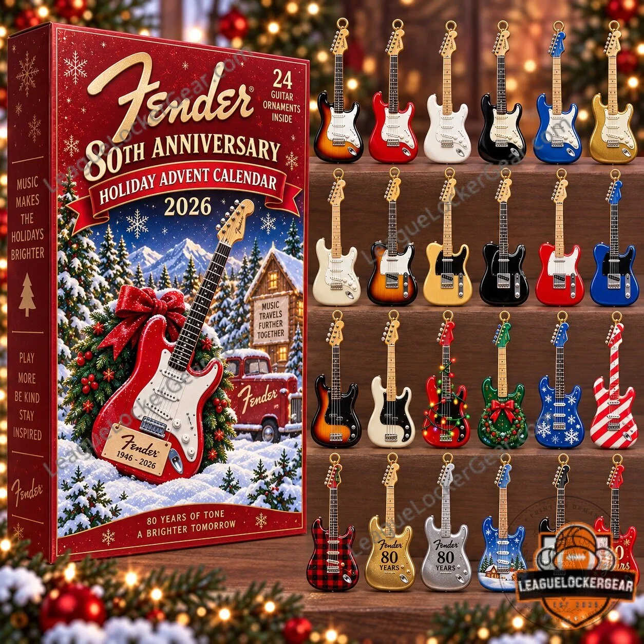 Fender 80th Anniversary Holiday Advent Calendar 2026 with Guitar Ornaments 2D 7 Fender 80th Anniversary Holiday Advent Calendar 2026 with Guitar Ornaments