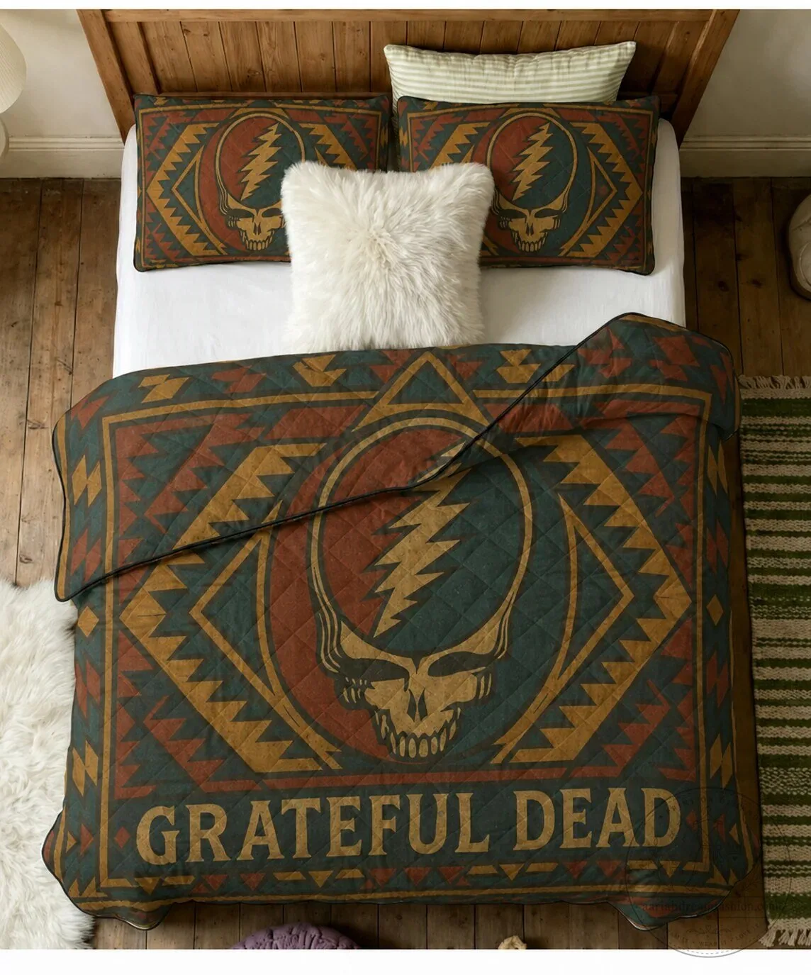 Grateful Dead Steal Your Face Southwestern Style Quilt Bedding Set