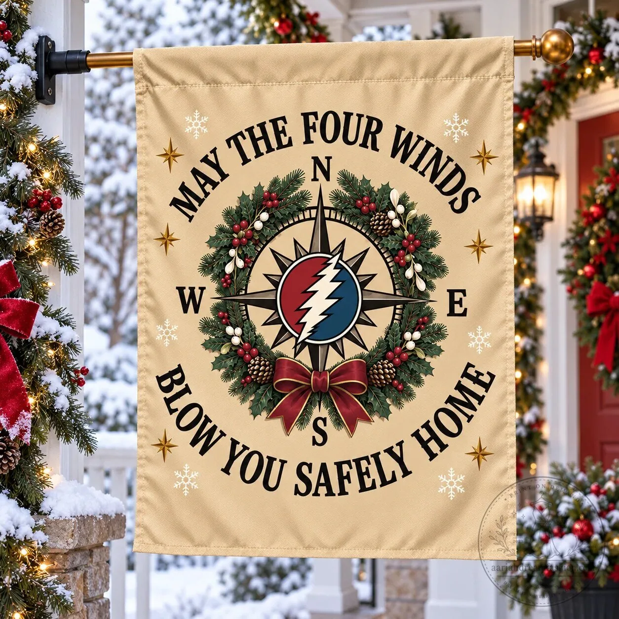Grateful Dead May The Four Winds Blow You Safely Home Christmas Flag