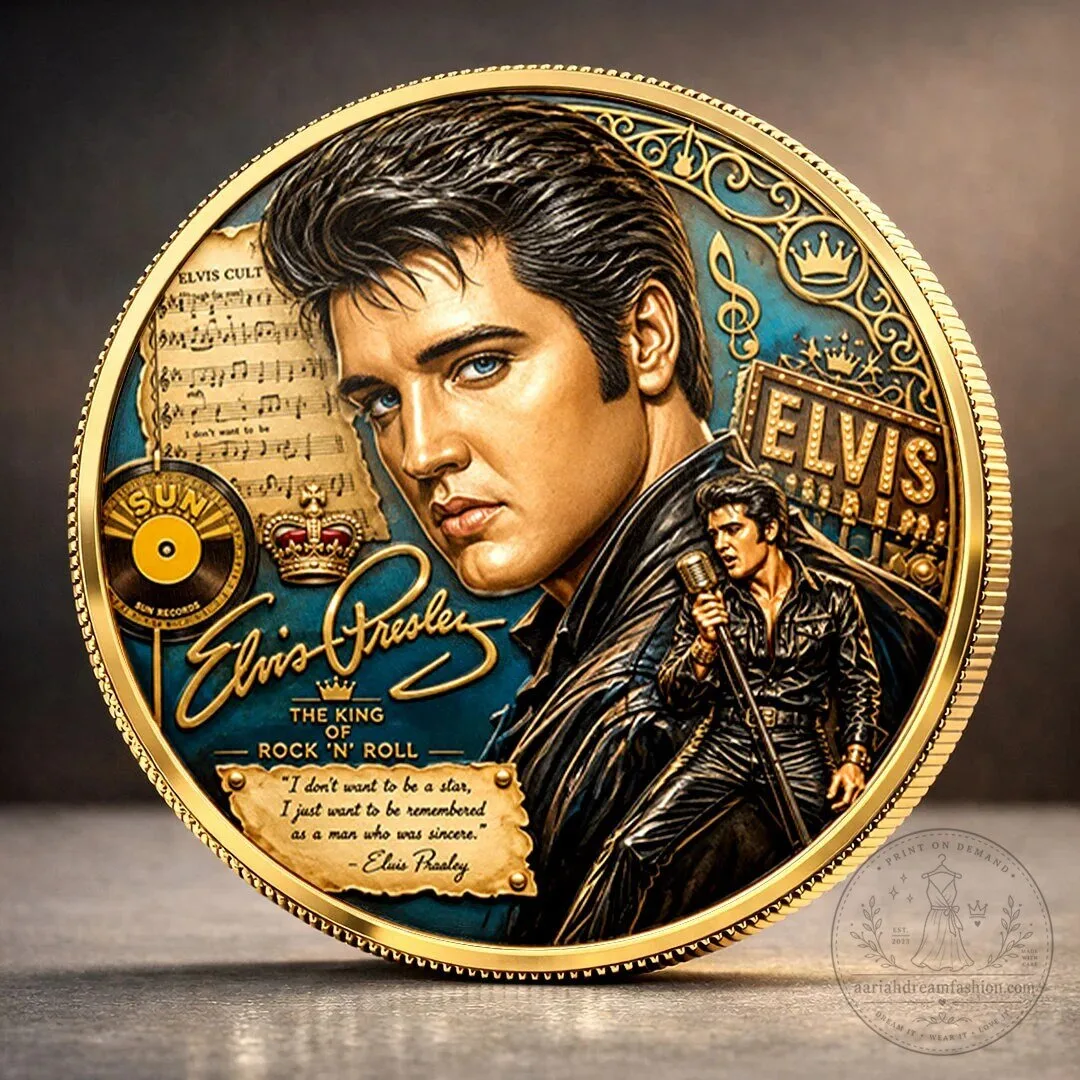 Commemorative Gold Coin Celebrating Elvis Presley, The King of Rock and Roll