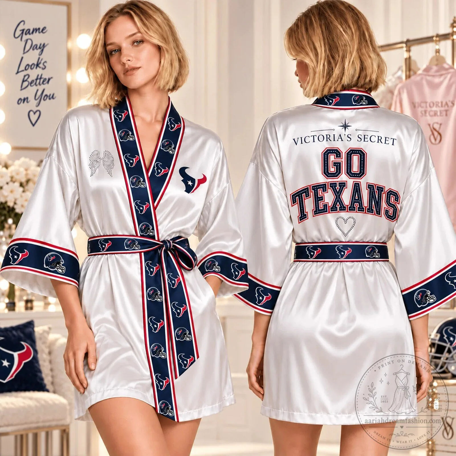 Houston Texans Football Team Satin Robe for Women
