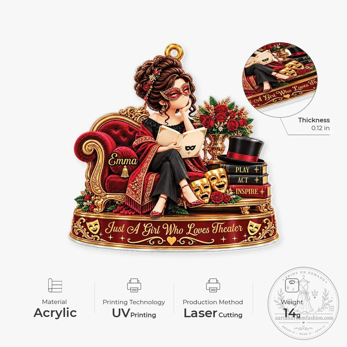 Personalized Just A Girl Who Loves Theater Decorative Christmas Tree Ornament 12 Personalized Just A Girl Who Loves Theater Decorative Christmas Tree Ornament