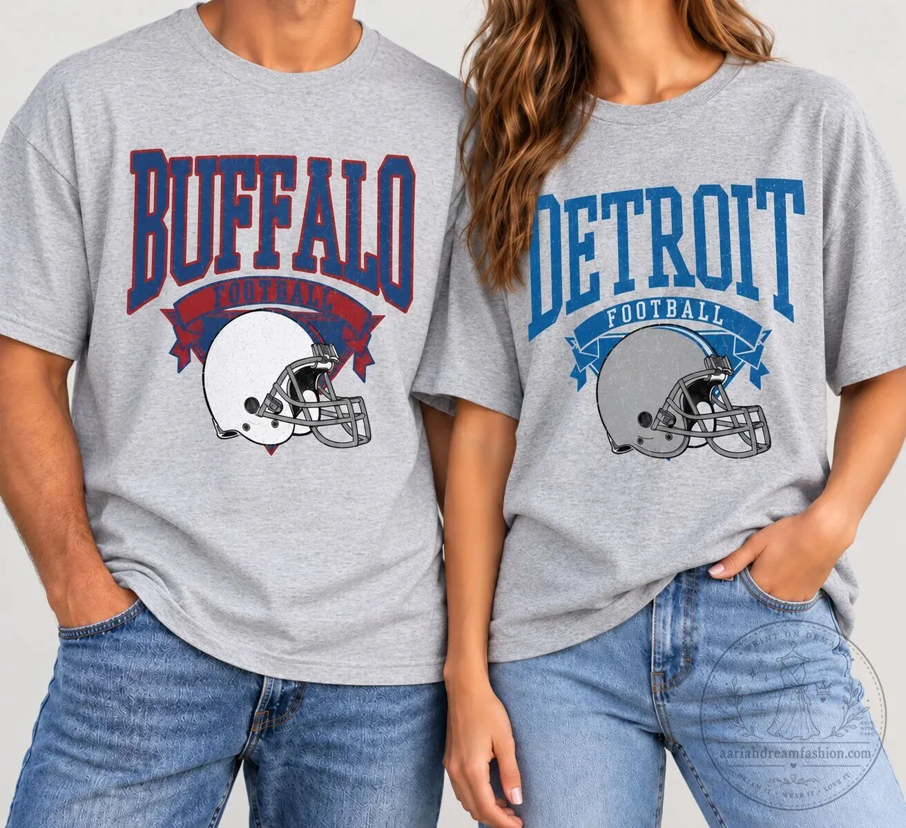 Buffalo Detroit Football Team Helmets Game Day Gray Unisex T-Shirt