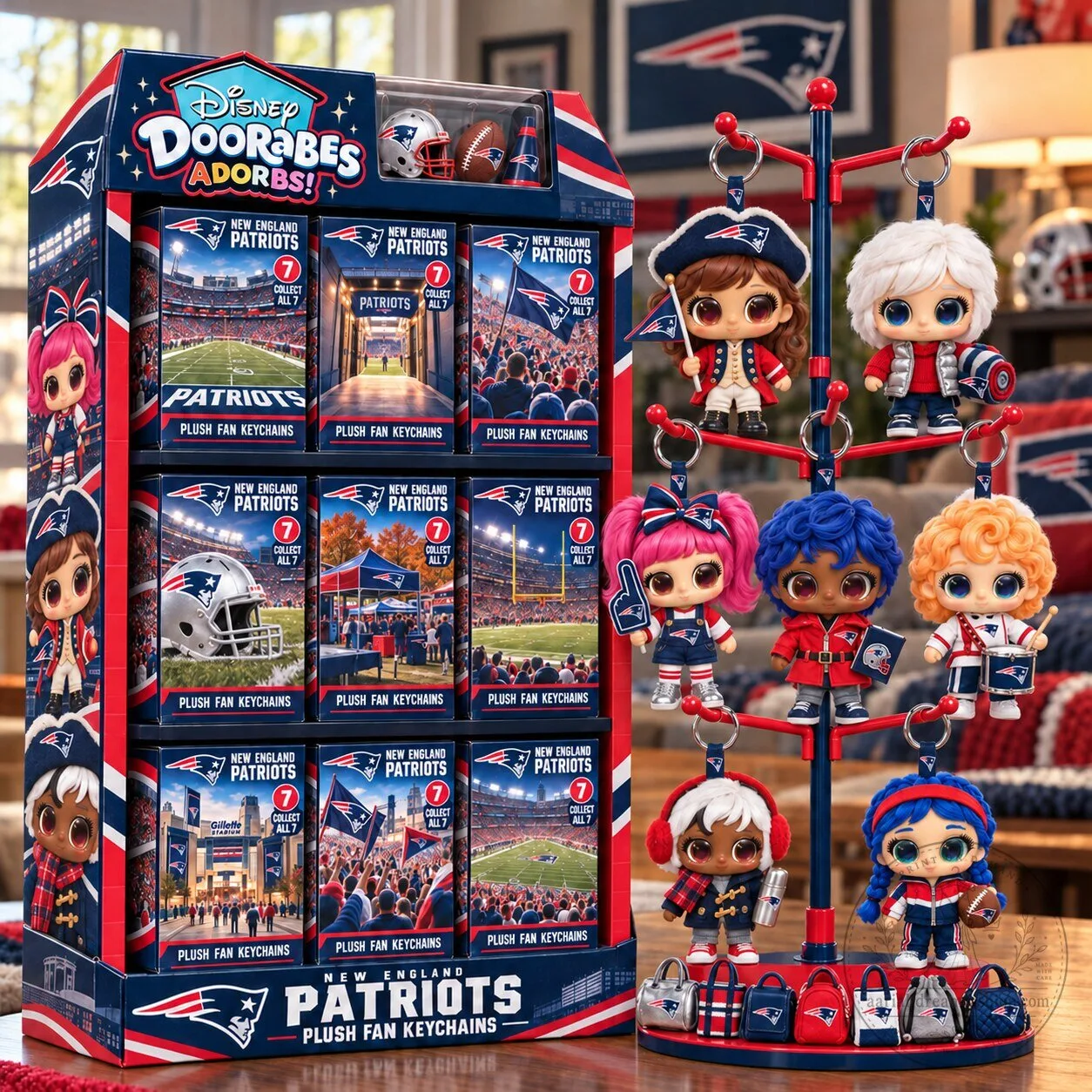 New England Patriots Disney Adorables Plush Fan Keychain Collection