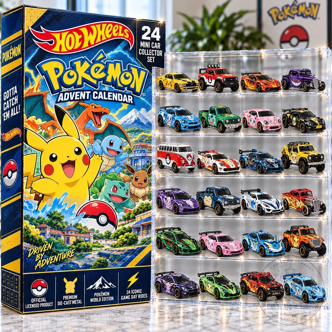 Pokemon Hot Wheels 24 Mini Car Collector Set Advent Calendar 2D