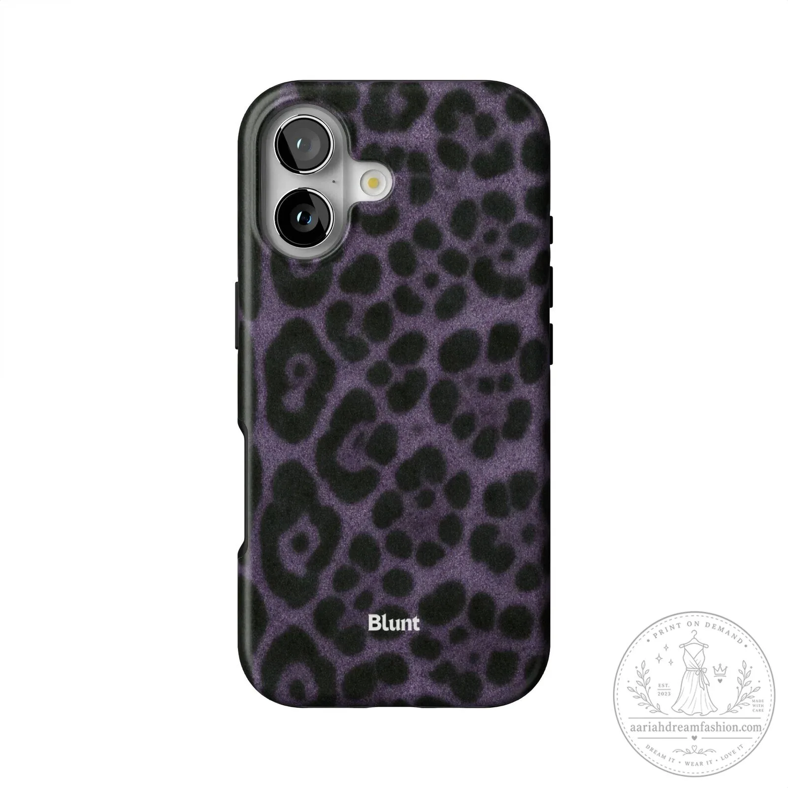 Purple Leopard Print Pattern Phone Case for iPhone 11 with Blunt Logo
