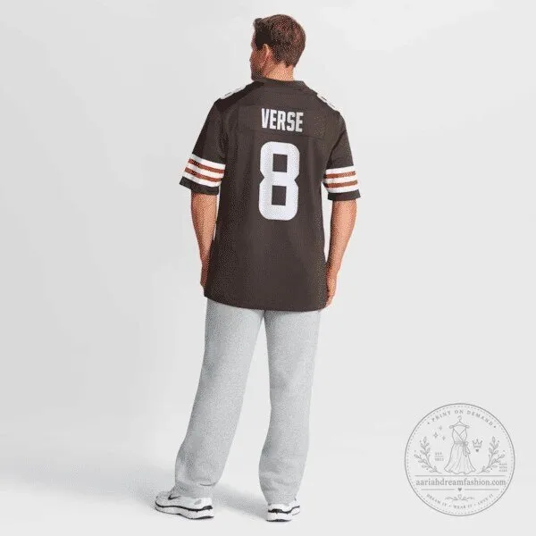 Jared Verse Cleveland Browns Football Jersey Number 8 Brown 15 Jared Verse Cleveland Browns Football Jersey Number 8 Brown