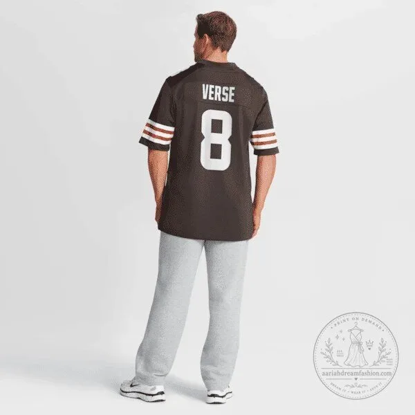 Jared Verse Cleveland Browns Football Jersey Number 8 Brown 17 Jared Verse Cleveland Browns Football Jersey Number 8 Brown